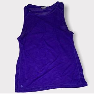 Athleta (M) Indigo Blue lightweight racerback tank w/chevron pattern sheer back
